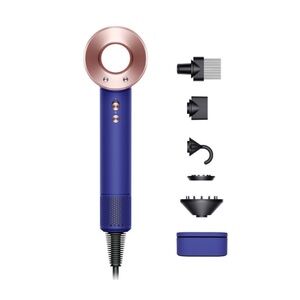 Dyson Blue and Rose Gold Hair Dryer with Attachments